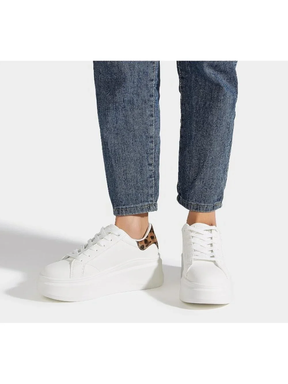 🆕Women's White 2 Platform Fashion Sneakers Classic Low Top Thick Sole Casual